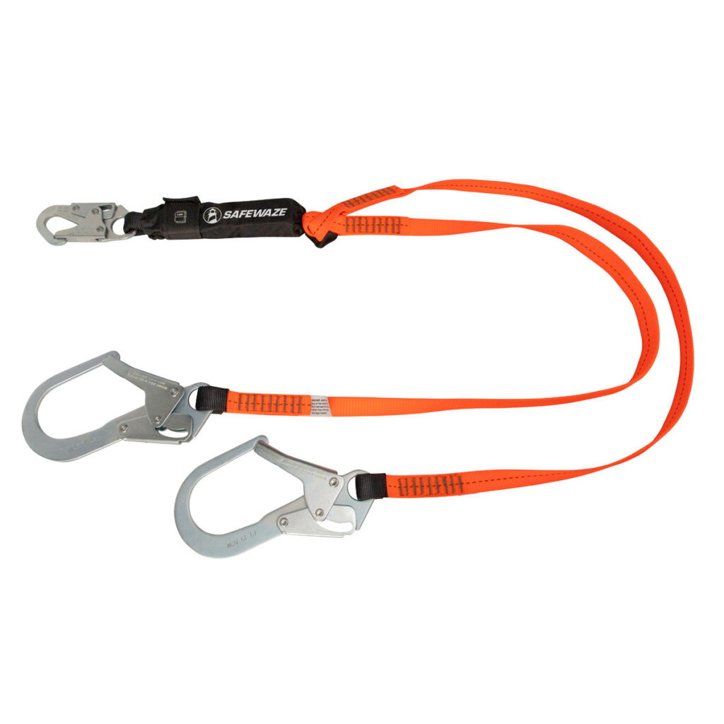 V-Line 6' Energy Absorbing Lanyard: Dual Leg, Rebar Hooks | Safewaze