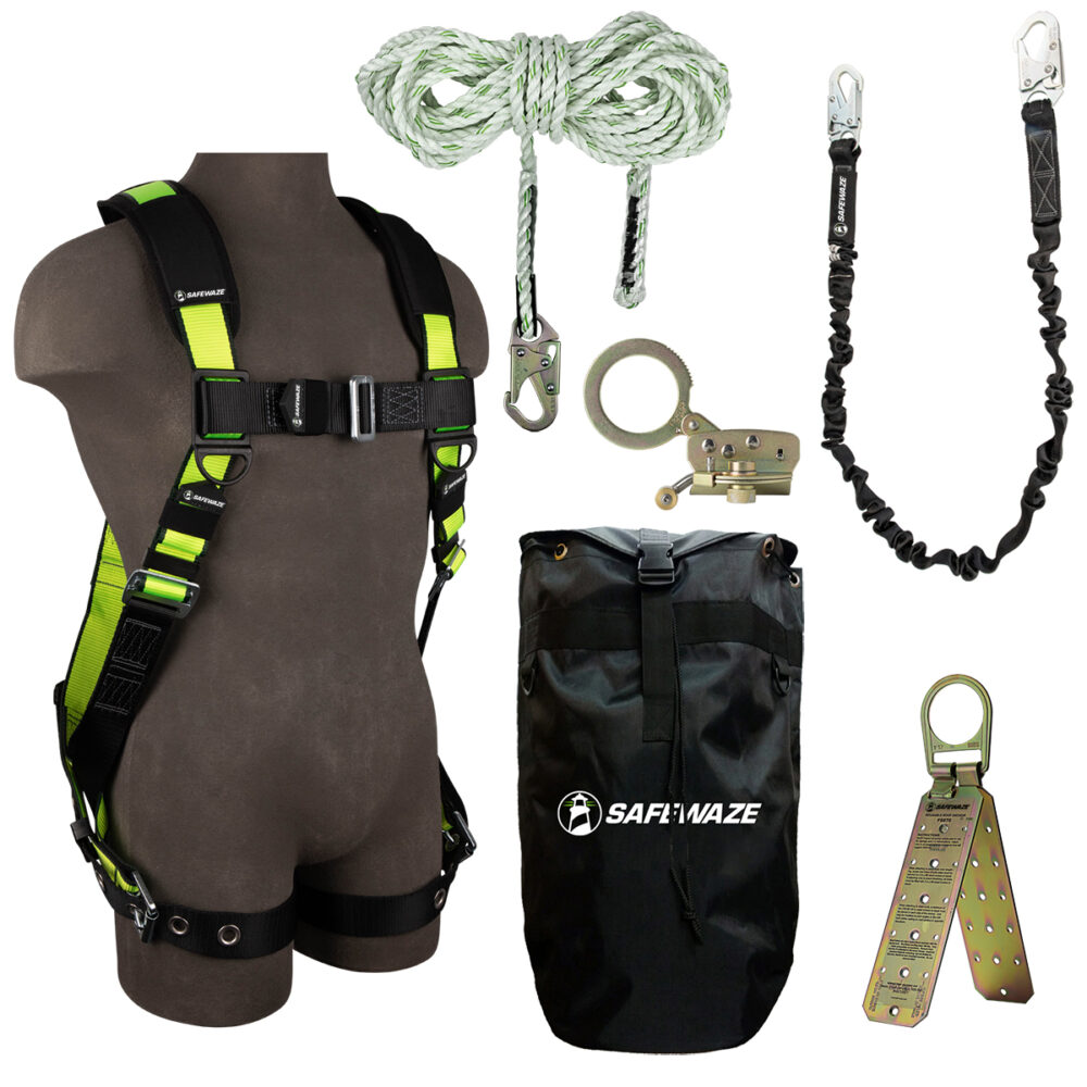 Safewaze 019-3014 PRO Bag Roof Kit: FS185-S/M Harness, FS700-50 VLL, FS1120 Grab, FS88580 Lanyard, FS870 Anchor, FS8185 Bag