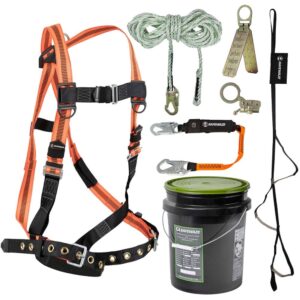 V-Line Bucket Roof Kit: FS99185-E Harness, FS700-50 VLL, FS1120 Grab, FS88560-E3 Lanyard, FS870 Anchor, FS902 Trauma