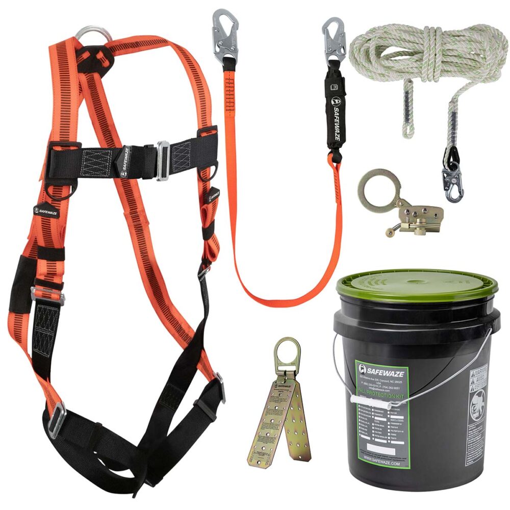 V-Line Bucket Roof Kit: FS99280-E Harness, FS700-50 VLL, FS1120 Grab, FS88560-E Lanyard, FS870 Anchor