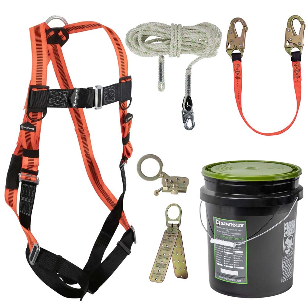 V-Line Bucket Roof Kit: FS99280-E Harness, FS700-50 VLL, FS1120 Grab, FS88860-3 Lanyard, FS870 Anchor