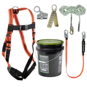 V-Line Bucket Roof Kit: FS99280-E Harness, FS700-50 VLL, FS1118-DC Grab, FS88560-E Lanyard, FS870 Anchor