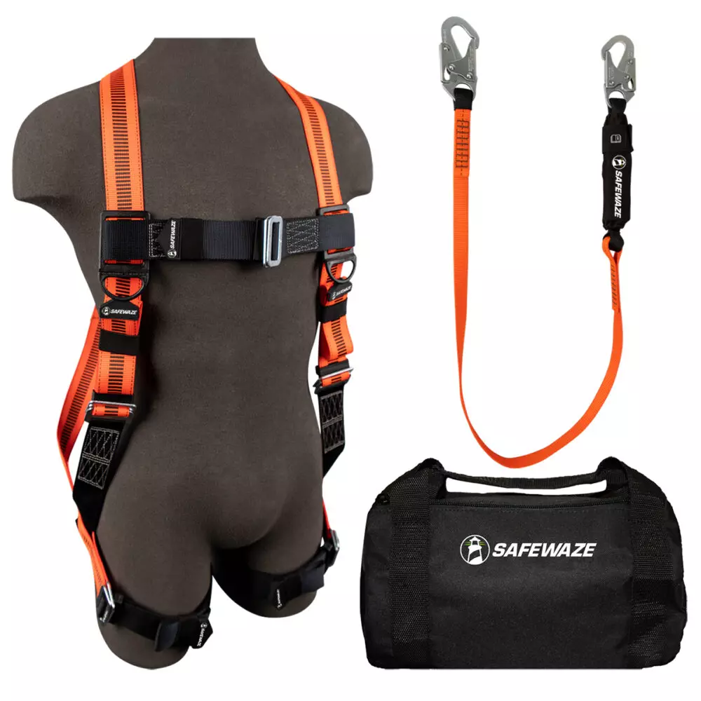 Safewaze FS126-E V-Line Bag Combo: FS99280-E Harness, FS88560-E Lanyard, FS8125 Bag