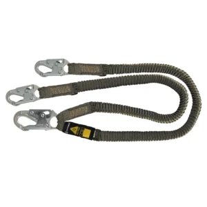 Arc Flash 6' Stretch Internal Energy Absorbing Lanyard: Aramid, Dual Leg, Snap Hooks