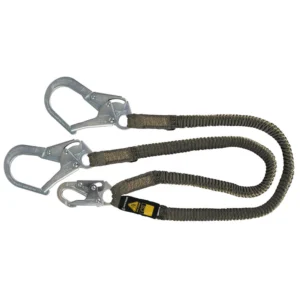 Arc Flash 6' Stretch Internal Energy Absorbing Lanyard: Aramid, Dual Leg, Rebar Hooks