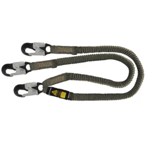Arc Flash 6' Stretch Internal Energy Absorbing Lanyard: Aramid, Dual Leg, Alu Snap Hooks