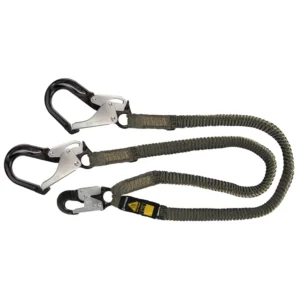 Arc Flash 6' Stretch Internal Energy Absorbing Lanyard: Aramid, Dual Leg, Alu Rebar Hooks