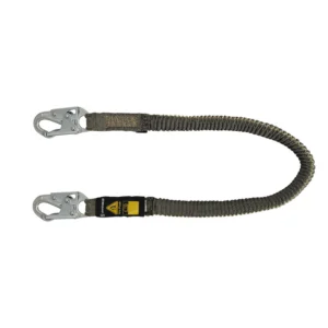 Arc Flash 6' Stretch Internal Energy Absorbing Lanyard: Aramid, Snap Hook