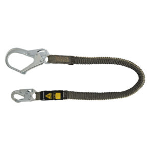 Arc Flash 6' Stretch Internal Energy Absorbing Lanyard: Aramid, Rebar Hook