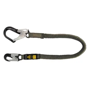 Arc Flash 6' Stretch Internal Energy Absorbing Lanyard: Aramid, Alu Rebar Hook
