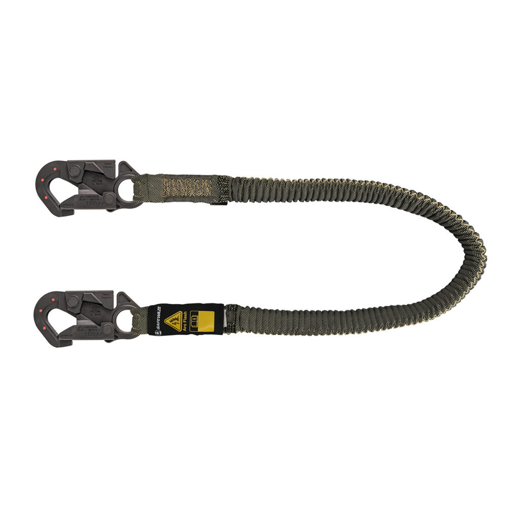 Arc Flash 6' Stretch Internal Energy Absorbing Lanyard: Aramid, DE Snap Hook